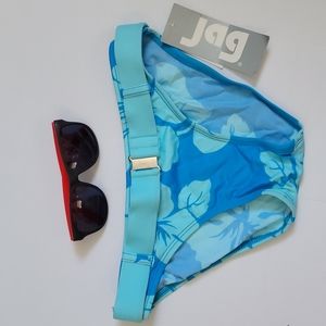 Jag Swimsuit Bikini Bottoms Separates Floral Blue Belted XS New 4/25